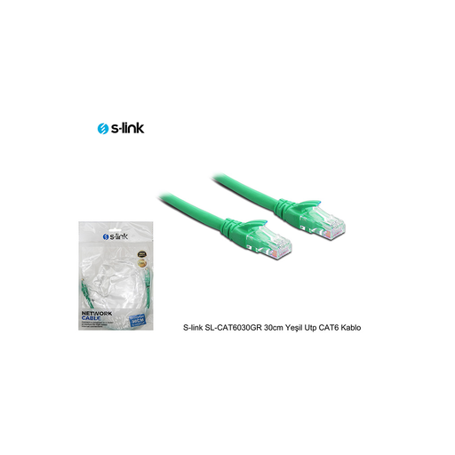 [SL-CAT6030G] S-LINK SL-CAT6030GR CAT6 Patch 30CM Kablo (Yeşil)