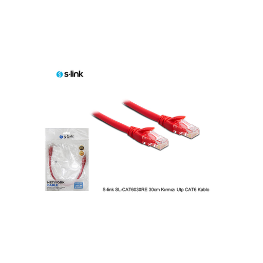 [SL-CAT6030R] S-LINK SL-CAT6030RE CAT6 Patch 30CM Kablo(Kırmızı)