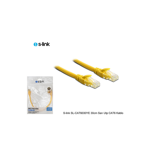 [SL-CAT6030Y] S-LINK SL-CAT6030YE CAT6 Patch 30CM Kablo (Sarı)