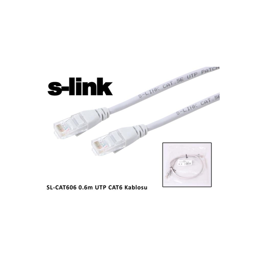 [SL-CAT606] S-LINK SL-CAT606 CAT6 Patch 60CM Kablo (Gri)