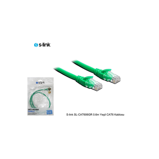 [SL-CAT606G] S-LINK SL-CAT606GR CAT6 Patch 60CM Kablo (Yeşil)