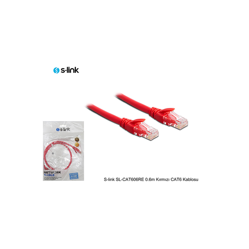 [SL-CAT606R] S-LINK SL-CAT606RE CAT6 Patch 60CM Kablo (Kırmızı)
