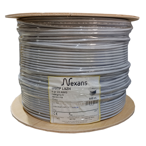[NEX1611TO5] NEXANS NEX1611TO5, GRİ, CAT6, 500M, 23AWG (0,58mm), UTP, %100 Bakır, LSZH Halogen Free, Makara, Kablo