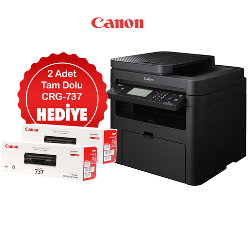 [MF237W-CRG737] CANON i-SENSYS MF237W, Lazer Yazıcı, Tarayıcı, Fotokopi, Fax, Wifi, Lan + Orijinal 2 Adet CRG737 Toner Hediye, ORİJİNAL TONERLİ