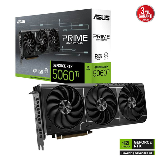 [PRIME-RTX5060TI-8G] ASUS PRIME-RTX5060TI-8G, 8Gb, 128Bit, GDDR7, 1xHDMI, 3xDP GAMING Ekran Kartı