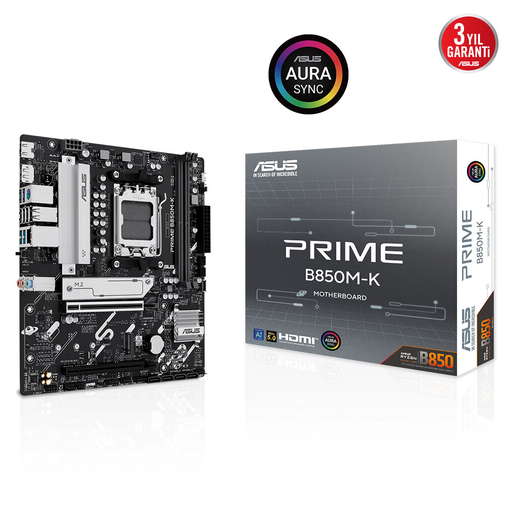 [PRIME-B850M-K] ASUS PRIME B850M-K, 2xDDR5, 2x M.2, DP, HDMI, AM5 Soket Anakart