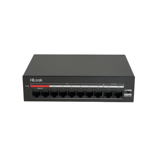 [NS-0110MP-60] HILOOK NS-0110MP-60, 8 Port, Megabit, PoE 60W, 2 Port Megabit Uplink, Yönetilemez, Masaüstü Switch