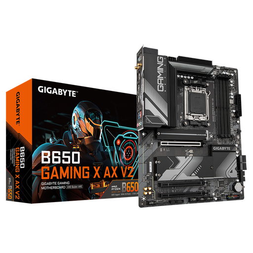[B650-GAMING-X-AX-V2] GIGABYTE B650 GAMING X AX V2, 4xDDR5, 3xM.2, DP, HDMI, Type-C, Wi-Fi 6E, Bluetooth v5.3, AM5 Soket GAMING Anakart