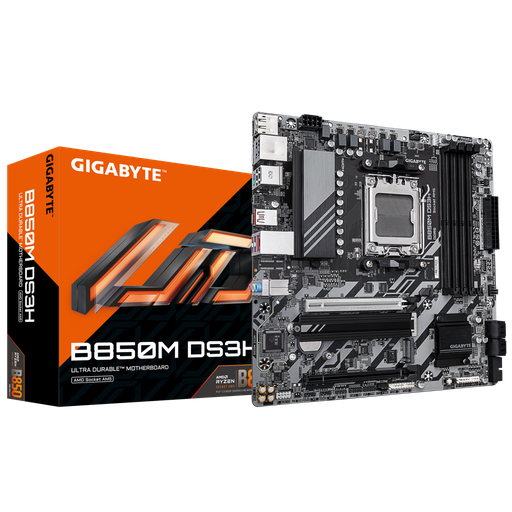 [B850M-DS3H] GIGABYTE B850M DS3H, 4xDDR5, 2xM.2, 2xDP, HDMI, Type-C, AM5 Soket GAMING Anakart
