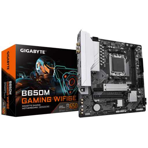 [B650M-GAMING-WIFI6E] GIGABYTE B650M GAMING WIFI6E, Rev.1.2, 2xDDR5, M.2, HDMI, D-Sub, Wi-Fi 6E, Bluetooth v5.3, AM5 Soket GAMING Anakart