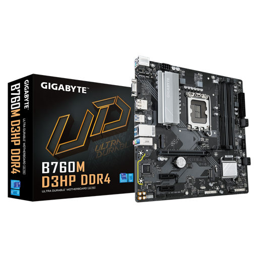 [B760M-D3HP-DDR4] GIGABYTE B760M D3HP DDR4, 4xDDR4, 2xM.2, DP, HDMI, VGA, 12-13.14.Nesil, LGA1700 Soket, Anakart