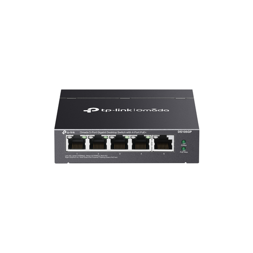 [DS105GP] OMADA DS105GP, 5 Port Gigabit,  4 Port Gigabit PoE+, 65W, Yönetilemez, Masaüstü/Vesa Metal Kasa Sessiz Switch