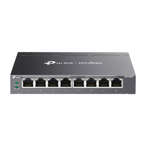 [DS108GP] OMADA DS108GP, 8 Port Gigabit,  8 Port Gigabit PoE+, 65W, Yönetilemez, Masaüstü/Vesa Metal Kasa Sessiz Switch