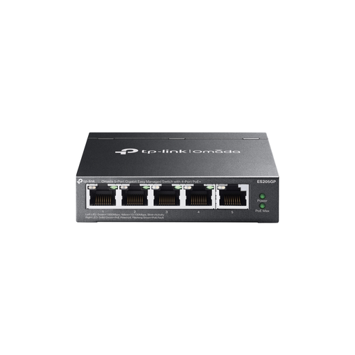 [ES205GP] OMADA ES205GP, 5 Port Gigabit,  4 Port Gigabit PoE+, 65W, Yönetilebilir, Metal Kasa Masaüstü/Vesa Switch