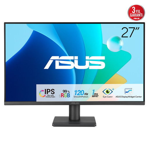 [VA279HG] ASUS VA279HG 27" 1ms, 120Hz, Full HD, HDMI, VGA, IPS LED, Çerçevesiz Tasarım, Düşük Mavi Işık, FreeSync Kurumsal Monitör
