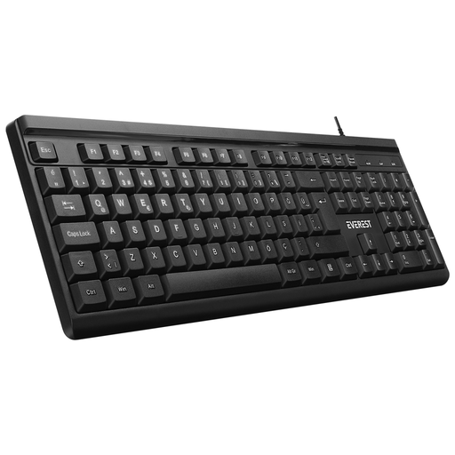 [KB-741] EVEREST KB-741, USB Kablolu, Türkçe Q,  2 metre Bakır Kablolu, Standart Klavye (Siyah)