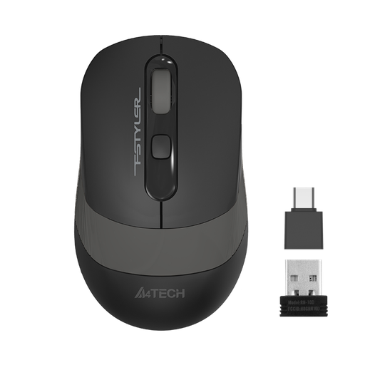 [FG10CS] A4 TECH FG10CS AIR2, Grey, SILENT, FSTYLER, 2,4Ghz Kablosuz, USB-C den şarj edilebilir, Optik Mouse, 10-15Metre, 4 Buton, Nano Alıcı
