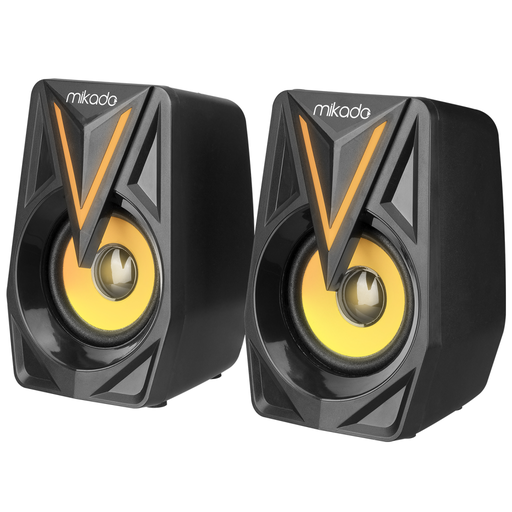 [MD-S23] MIKADO MD-S23 GLARE, 6W, 1+1, Masaüstü, RGB Aydınlatma, USB, Siyah Kasa, Speaker