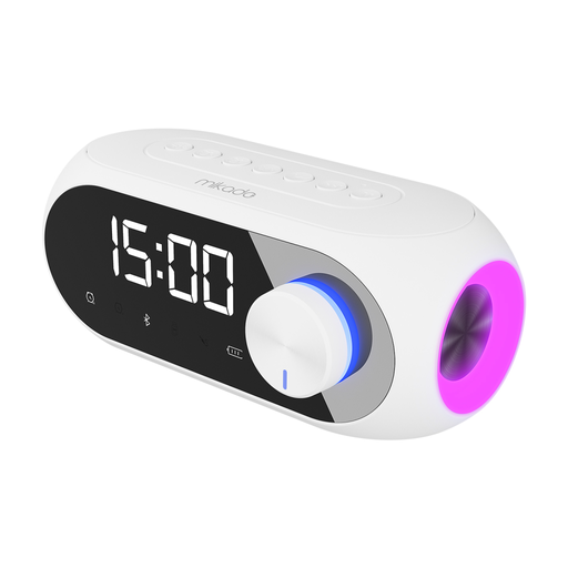 [MD-W7-BEYAZ] MIKADO MD-W7, Beyaz, 5W, FM Radyo, USB, AUX, Bluetooth, Kablosuz, Taşınabilir, 1200mAh Batarya, Alarmlı Saat, Derece ve Speaker