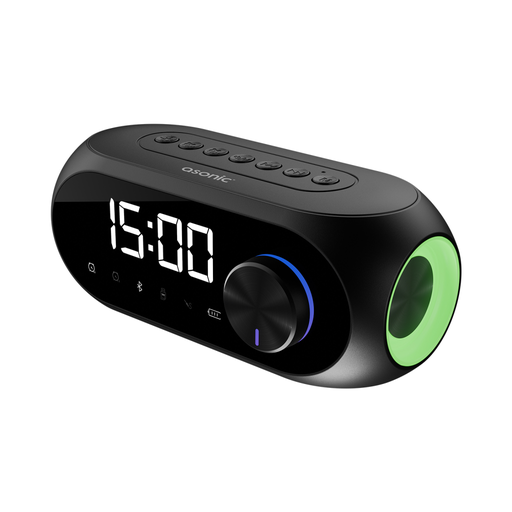 [AS-W6-SIYAH] ASONIC AS-W6, Siyah, 5W, USB, AUX, Bluetooth,  Kablosuz, Taşınabilir, 1200mAh Batarya, Alarmlı Saat, Derece ve Speaker