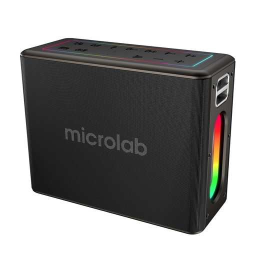 [M60-VEGA] MICROLAB M60 Vega, 100W, Taşınabilir, BT/USB/AUX/TF/Type-C, RGB Işıklı, 15000mAh Batarya, 2adet Mikrofon, Karaoke/Parti, Bluetooth Speaker,