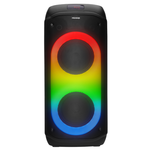 [MICROLAB-M61] MICROLAB M61, 80W, Taşınabilir, BT/USB/AUX/TF/TWS, RGB Işıklı, 2400mAh Batarya, 2adet VHF Mikrofon, Karaoke/Parti, Bluetooth Speaker,