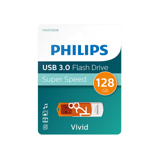 [FM12FD00B] PHILIPS FM12FD00B, 128GB, USB 3.0, Vivid, Turuncu, Flash Disk