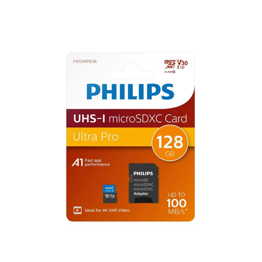 [FM12MP65B] PHILIPS FM12MP65B, 128GB, SDXC, UHS-I, V30, Class10, MicroSD Kart Bellek (SD Adaptörlü)