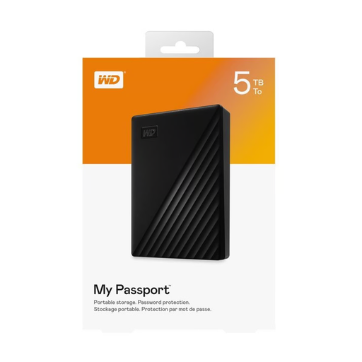 [MPW-25-050] WD WDBPKJ0050BBK-WESN MyPassport 5TB, 2,5"   USB3.2, Taşınabilir, Harici HDD Siyah,  (Türkiye Distribütörü Garantili)