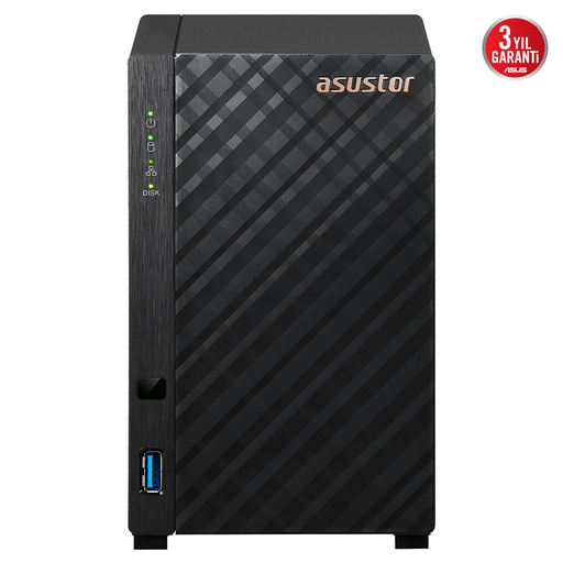[AS1102TL] ASUSTOR AS1102TL, 1Gb DDR4 Ram, 2 Yuvalı (2x22TB Destek), 1x1GbE Network, USB 3.2, USB 2.0, Tower NAS (Yedekleme) Cihazı