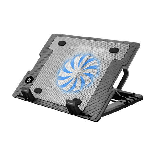 [FRISBY-FNC-37ST] FRISBY FNC-37ST 14cm Fan, 10"-17" Notebook Soğutucu, 5 Kademeli Stand, Mavi Ledli (Siyah)