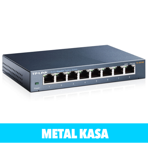 [TL-SG108] TP-LINK TL-SG108, 8 Port, GigaBit, Yönetilemez, Metal Kasa, Masaüstü Switch
