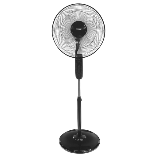 [FAN11] EVEREST FAN11, SİYAH, CoolAir, 3 Kademeli Hız, 40cm 5 Kanat Pervane ve Çerçeve, 45W, Otomatik Salınım, Yükseklik Ayarlı Vantilatör