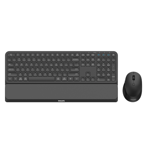 [SPT6607B] PHILIPS SPT6607B, Siyah, Türkçe Q, 2.4Ghz ve Bluetooth Kablosuz, Bilek Destekli, Multimedya Klavye Mouse Set