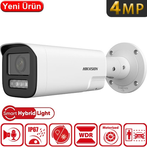 [DS-2CD1643G2-LIZSU] HIKVISION DS-2CD1643G2-LIZSU 4Mpix, 2,8-12mm  Motorize Lens, Dual Light, Dahili Mikrofon, H265+,50Mt Gece Görüşü, SD Kart, PoE, Bullet IP Kamera
