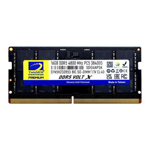 [TMD516GB4800S40] TwinMOS TMD516GB4800S40, 16GB, DDR5, 4800MHz,  CL40, 1.1V Notebook Ram