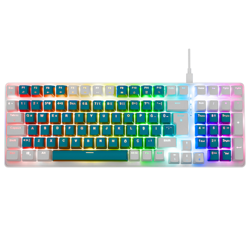 [EAK100-YESIL] ACER eMachines, EAK100, Yeşil/Beyaz, USB Kablolu, RGB Backlight, RED Mekanik Switch, Türkçe Q, 100 Tuşlu, Gaming Klavye