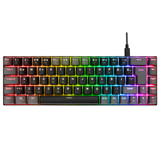 [EAK68-SIYAH] ACER eMachines, EAK68, Siyah/Gri, USB Kablolu, RGB Backlight, RED Mekanik Switch, Türkçe Q, 68 Tuşlu, Gaming Klavye