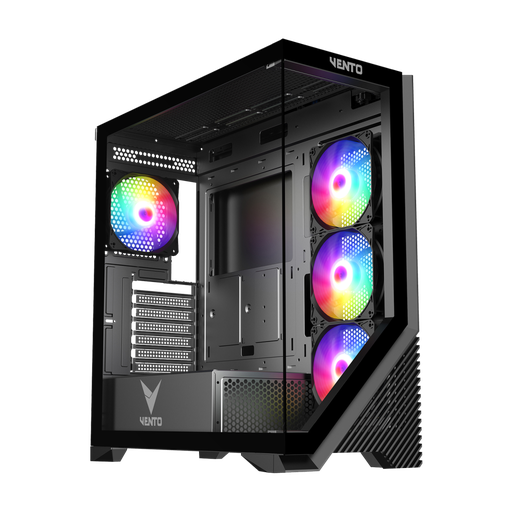 [VG4202-750W] VENTO VG4202FL Mid Tower, 750W 80+ Siyah, Temperli Cam, RGB, ATX GAMING KASA