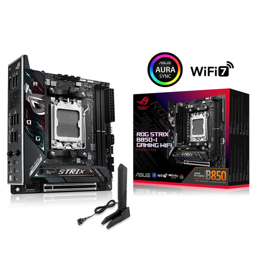 [ROG-STRIX-B850-I-GAMING-WIFI] ASUS ROG STRIX B850-I GAMING WIFI, 2xDDR5, 2xM.2, HDMI, DP, Type-C, Wi-Fi 7, Bluetooth v5.4, Mini ITX, AM5 Soket GAMING Anakart