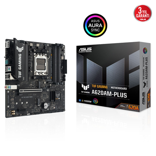 [TUF-GAMING-A620AM-PLUS] ASUS TUF GAMING A620AM-PLUS, 4xDDR5, 2x M.2, HDMI, 2xDP, AMD Ryzen 7000 Serisi, AM5 Soket Anakart