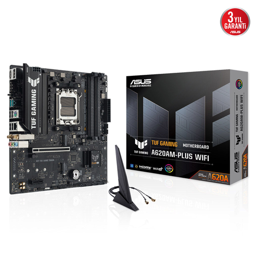 [TUF-GAMING-A620AM-PLUS-WIFI] ASUS TUF GAMING A620AM-PLUS WIFI, 4xDDR5, 2x M.2, HDMI, 2xDP, Wi-Fi 6, Bluetooth v5.3, AM5 Soket GAMING Anakart