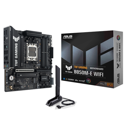 [TUF-GAMING-B850M-E-WIFI] ASUS TUF GAMING B850M-E WIFI, 4xDDR5, 3x M.2, HDMI, DP, Type-C, Wi-Fi 6E, Bluetooth v5.3, AM5 Soket GAMING Anakart