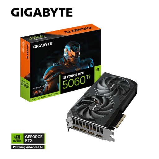 [GV-N506TWF2OC-16GD] GIGABYTE GV-N506TWF2OC-16GD, RTX5060TI, WINDFORCE OC, 16Gb, GDDR7, 128BIT, 2 Fanlı, 1xHDMI, 3xDP, GAMING Ekran KARTI