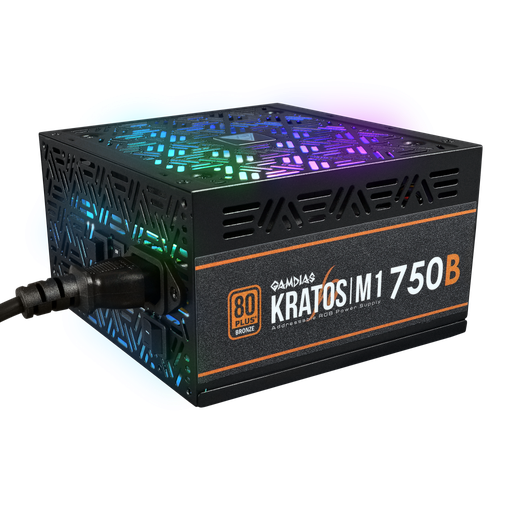 [KRA-M1750B] GAMDIAS KRATOS M1-750B, 750W, 80+ Bronze,  Aktif PFC, RGB, GAMING, ATX, Power Supply (PSU)