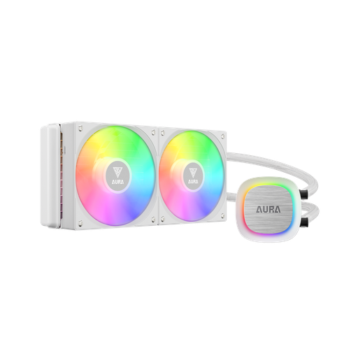 [GAMDIAS-AURA-GL240-V2-WH] GAMDIAS AURA GL240 V2 WH, White Edition, 240mm,  RGB, 2 Fanlı,CPU Sıvı Soğutma