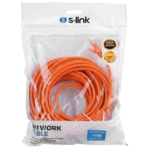 [SL-CAT610TR] S-LINK SL-CAT610TR, CAT6, Patch, 10Mt, Kablo (Turuncu)