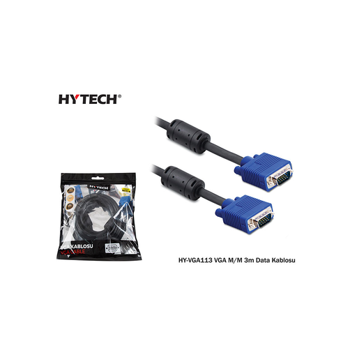 [HY-VGA113] HYTECH HY-VGA113, 15Pin, İki Ucu Erkek, 3mt, VGA Kablosu