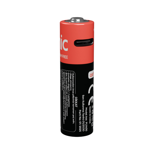 [PL1400] ASONIC PL1400, AA, Şarjlı Pil, 1.5Volt, 1400mAh/2600mwh, Type-C ile Kolay Şarj,  2 li Paket (USB To Type-C Kablo Hediye)