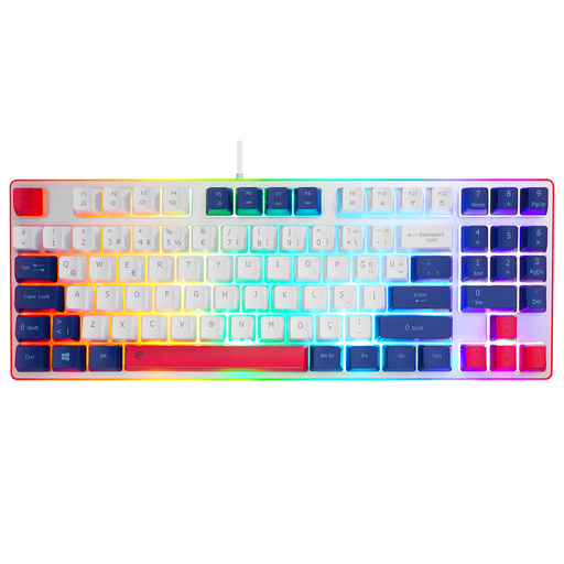[EAK216-BEYAZ] ACER eMachines, EAK216, Beyaz, USB Kablolu, Rainbow Backlight, Membran Renkli Tuşlar, Türkçe Q, 90 Tuşlu, Gaming Klavye